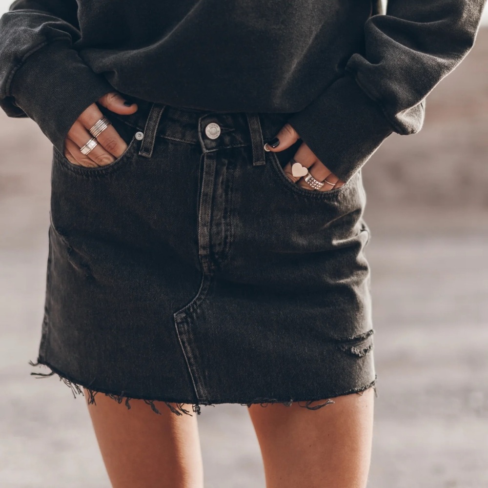 Classic Black Denim Mini Skirt